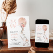 Invitation C'est une fille simple Eléphant & Baby shower de b
