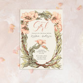 Invitation C'est une fille tout en un Baby shower rose roses