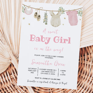 Invitation C'est une fille vêtements bébé Shower Bohème