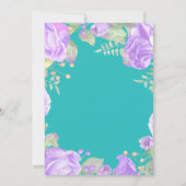 Invitation C'est une fille violet Baby shower Floral Turquois (Dos)