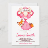 Invitation C'est une fille Watercolor Fox Baby shower Invitat (Devant)