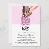 Invitation C'est une fillette avec Baby shower de chaussures  (Devant)