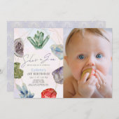 Invitation C'est une Gem Crystals Gemstone 1er anniversaire P (Devant / Derrière)