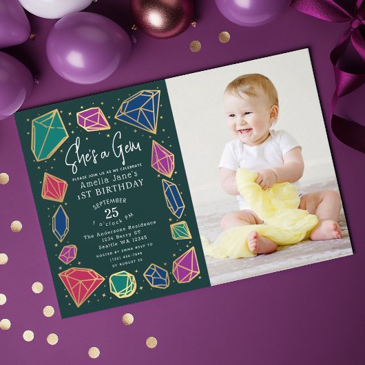 Invitation C'est une Gem Crystals Gemstone Kid Photo Annivers