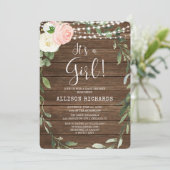 Invitation C'est une Girl Rustic lumières rose verdure douche (Debout devant)