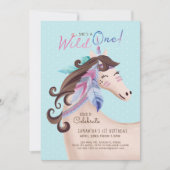 Invitation C'est une licorne d'aquarelle tribale sauvage (Devant)