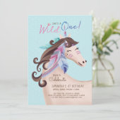 Invitation C'est une licorne d'aquarelle tribale sauvage (Debout devant)