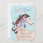 Invitation C'est une licorne d'aquarelle tribale sauvage (Devant)