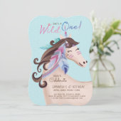 Invitation C'est une licorne d'aquarelle tribale sauvage (Debout devant)