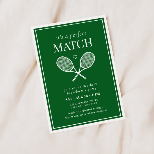 Invitation C'est une parfaite Match Tennis Bachelorette