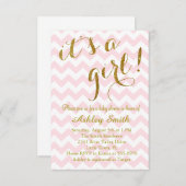 Invitation C'est une Parties scintillant rose fille Chevron (Devant / Derrière)