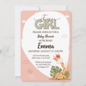 Invitation C'est une petite fille Giraffe Baby shower Invitat (Devant)