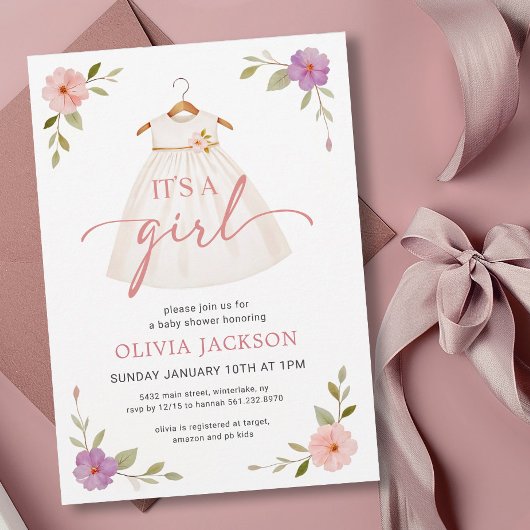 Invitation C'est une robe de fille Baby Shower
