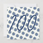 Invitation C'est une surprise 100e fête d'anniversaire Blue H (Dos)