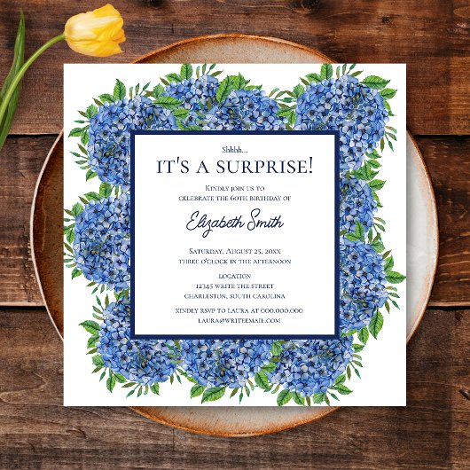 Invitation C'est une Surprise 60e fête d'anniversaire Blue Hy
