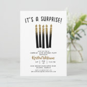 Invitation C'est une surprise Anniversaire Black Gold Parties (Debout devant)