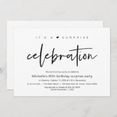 Invitation C'est une surprise fête d'anniversaire (Devant / Derrière)