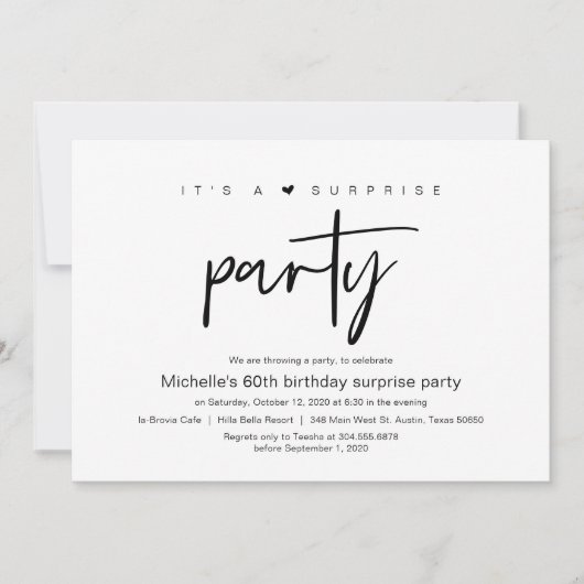 Invitation C'est une surprise fête d'anniversaire Invitat (Devant)