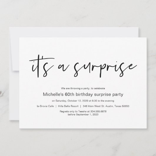 Invitation C'est une surprise, Surprise Anniversaire (Devant)