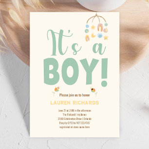 Invitation C'est une Typographie de garçon Baby shower coloré