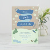 Invitation C'est une vie délirante scène d'hiver 1er annivers (Debout devant)