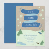 Invitation C'est une vie délirante scène d'hiver 1er annivers (Devant / Derrière)
