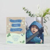 Invitation C'est une vie merveilleuse Photo d'hiver 1er anniv (Debout devant)