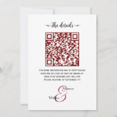 Invitation C'est vrai ! Burgundy Floral Script QR Code Mariag (Dos)