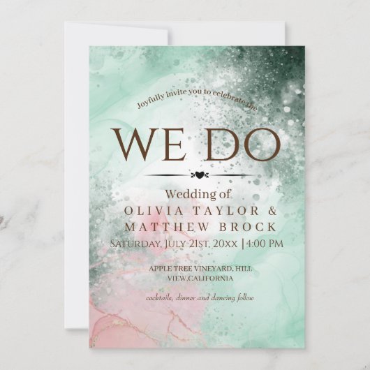 Invitation C'est vrai ! Emerald Green Aquarelle Mariage moder (Devant)