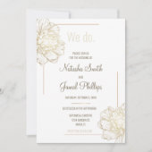 Invitation C'est vrai. Gold Peony Flowers Mariage moderne (Devant)