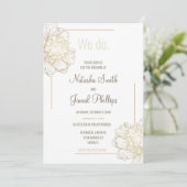 Invitation C'est vrai. Gold Peony Flowers Mariage moderne (Debout devant)