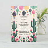 Invitation Cet élégant Mariage Floral mexicain Fiesta Cactus (Debout devant)