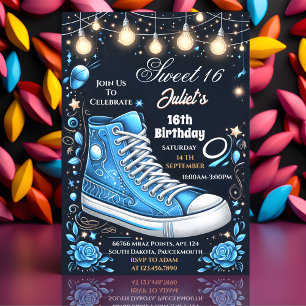 Invitation Cette Chic Chaussure Girl Sweet 16 Basket Ball Ann