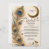 Invitation Cette Fête des mariées de paon ciel rustique asiat (Devant)