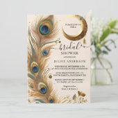 Invitation Cette Fête des mariées de paon ciel rustique asiat (Debout devant)