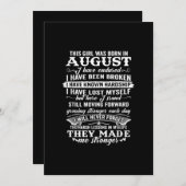 Invitation Cette fille est née en août Idee cadeau d'annivers (Devant / Derrière)