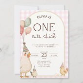 Invitation Cette petite poulette fête son premier anniversair (Devant)