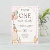 Invitation Cette petite poulette fête son premier anniversair (Debout devant)