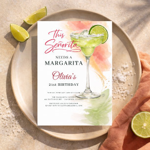 Invitation Cette Señorita a Besoin d'un Margarita 21e Anniver