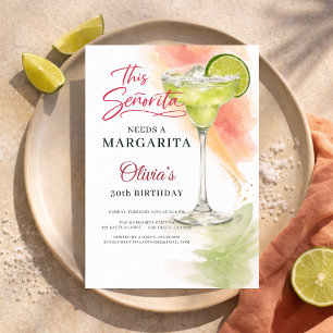 Invitation Cette Señorita a Besoin d'un Margarita 30e Anniver