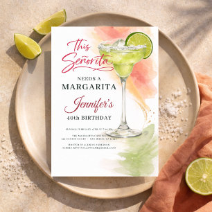 Invitation Cette Señorita a besoin d'une Margarita 40ème Fies