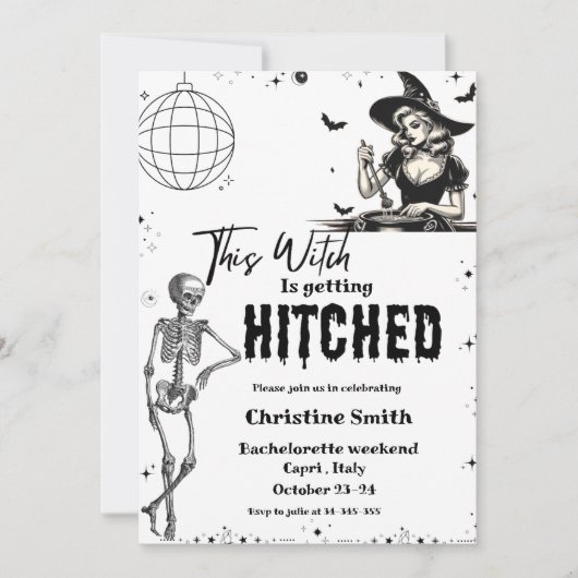 Invitation Cette sorcière reçoit HitchedBachelorette Weekend (Devant)