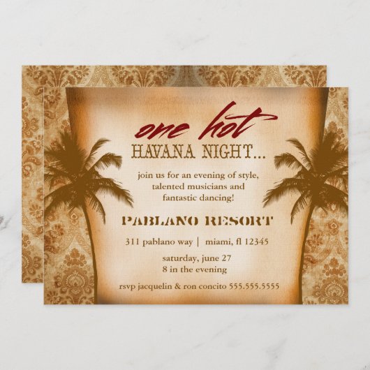 Invitation CG One Hot Havana Night (Devant / Derrière)