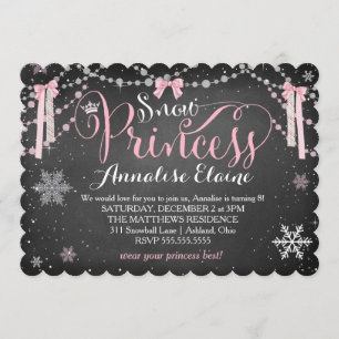 Invitation CG Pink Snow Princess avec Ribbons Anniversaire