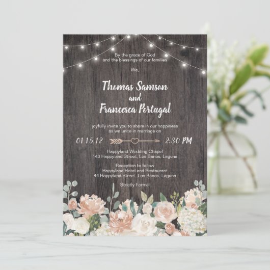 Invitation Chaîne bohémienne rustique éclaire l'invitation fl (Debout devant)