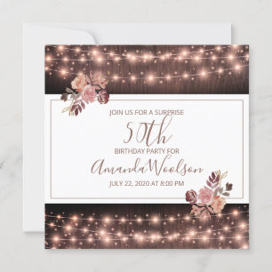 Invitation Chaîne brillante rustique illumine Floral fête d'a