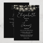 Invitation Chaîne Chic Noir Et Blanc Éclairage Code QR Mariag (Devant / Derrière)