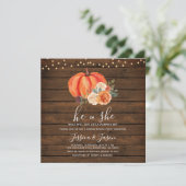 Invitation Chaîne Citrouille en bois clair Genre Reveval Part (Debout devant)