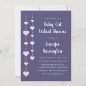 Invitation Chaîne Coeurs rose violet virtuel bébé fille douch (Devant)