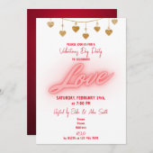 Invitation Chaîne d'amour Coeurs Saint Valentin (Devant / Derrière)